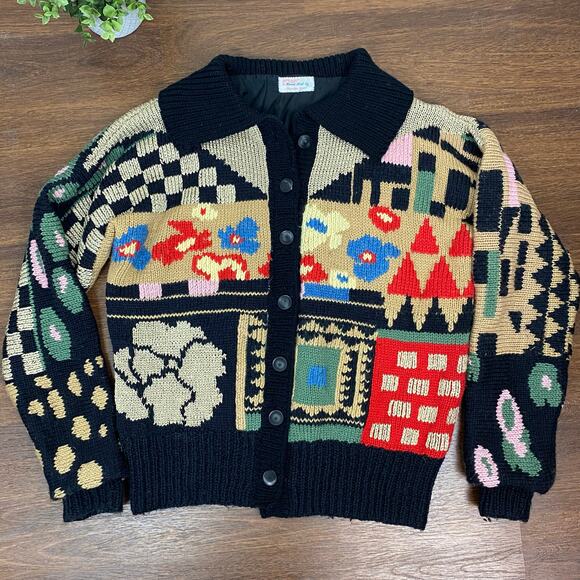 Vintage Handmade Abstract Chunky Knit Jacket - Picture 1 of 8